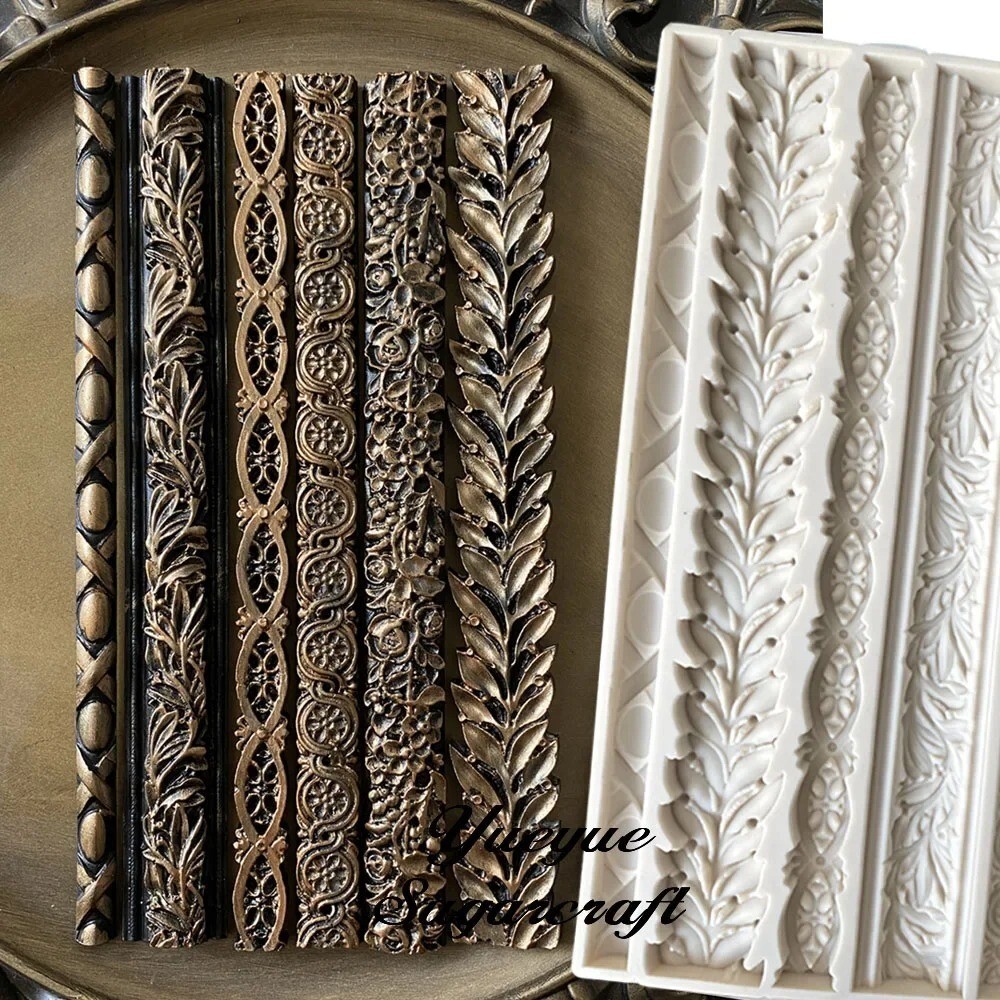 Border Relief Silicone Epoxy Baroque Scroll Silicone Mold Fondant Sugarcraft gallery
