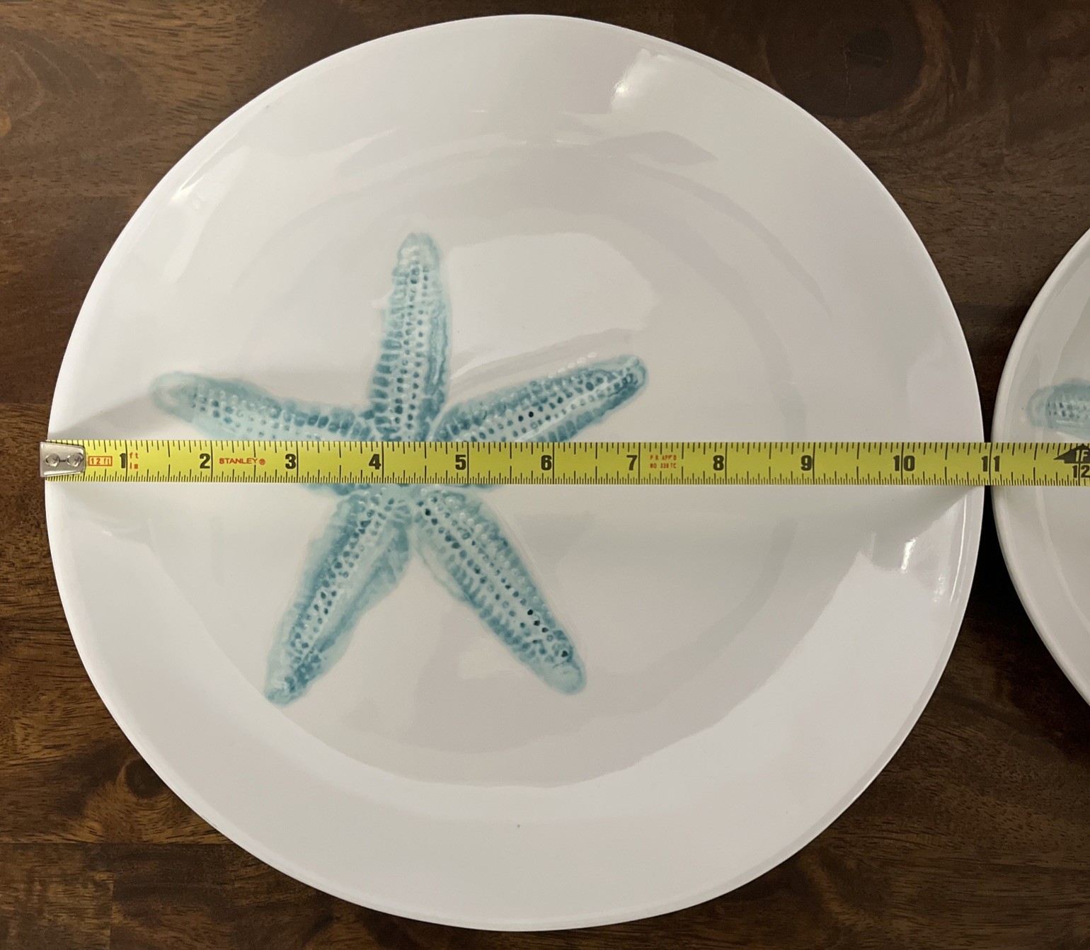 Sigrid Olsen MELAMINE Textured Starfish 4 DINNER 3 SALAD PLATES Curved TURQUOISE gallery