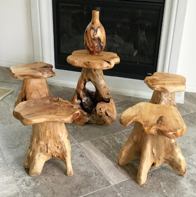 Cedar Root Natural Stool Mushroom Reclaimed Hard Side Table Stand Foot Wood End gallery
