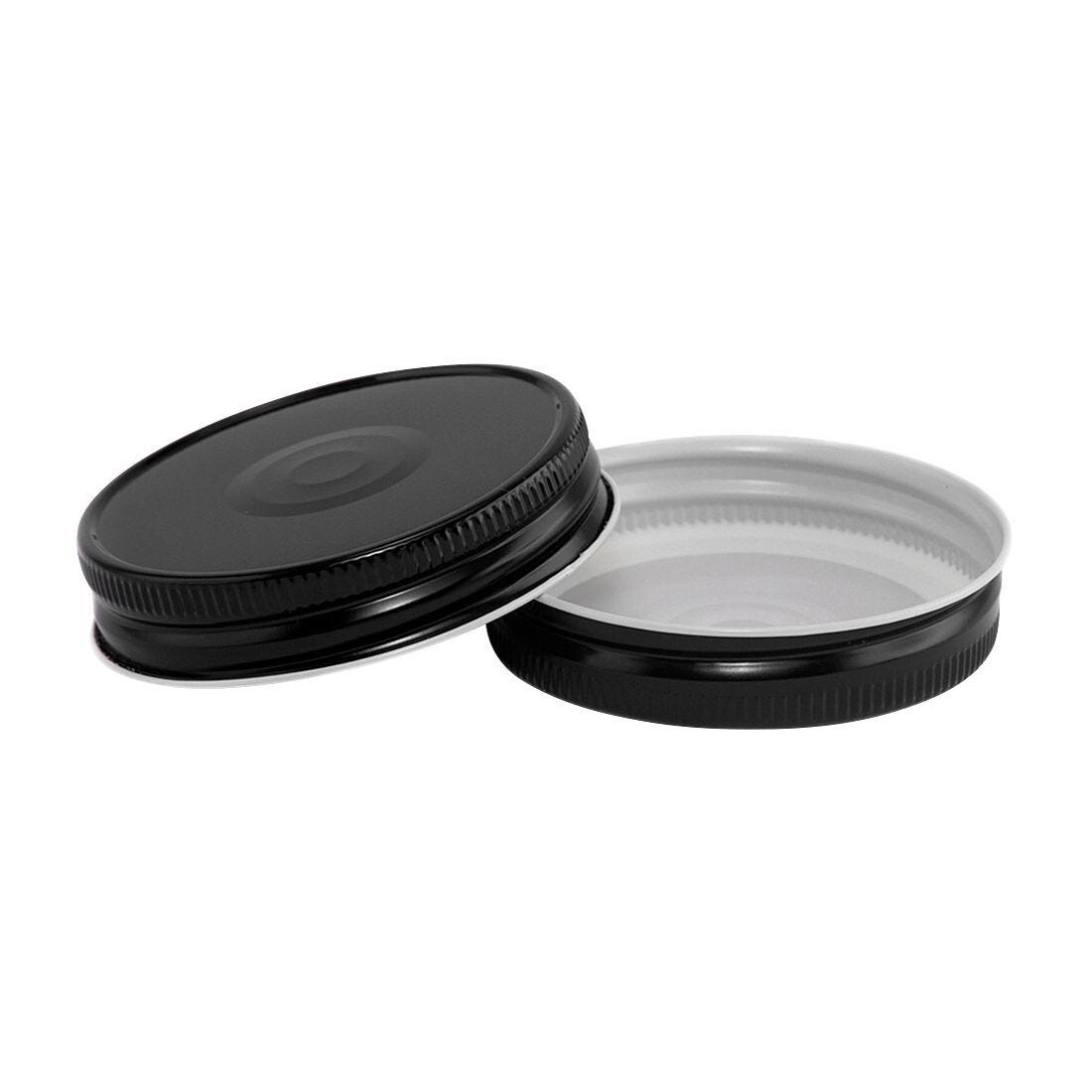 70-450 Black Lids With Button (Tecnocap) Fit 8oz, 12oz, 16oz Regular Mouth Mason gallery
