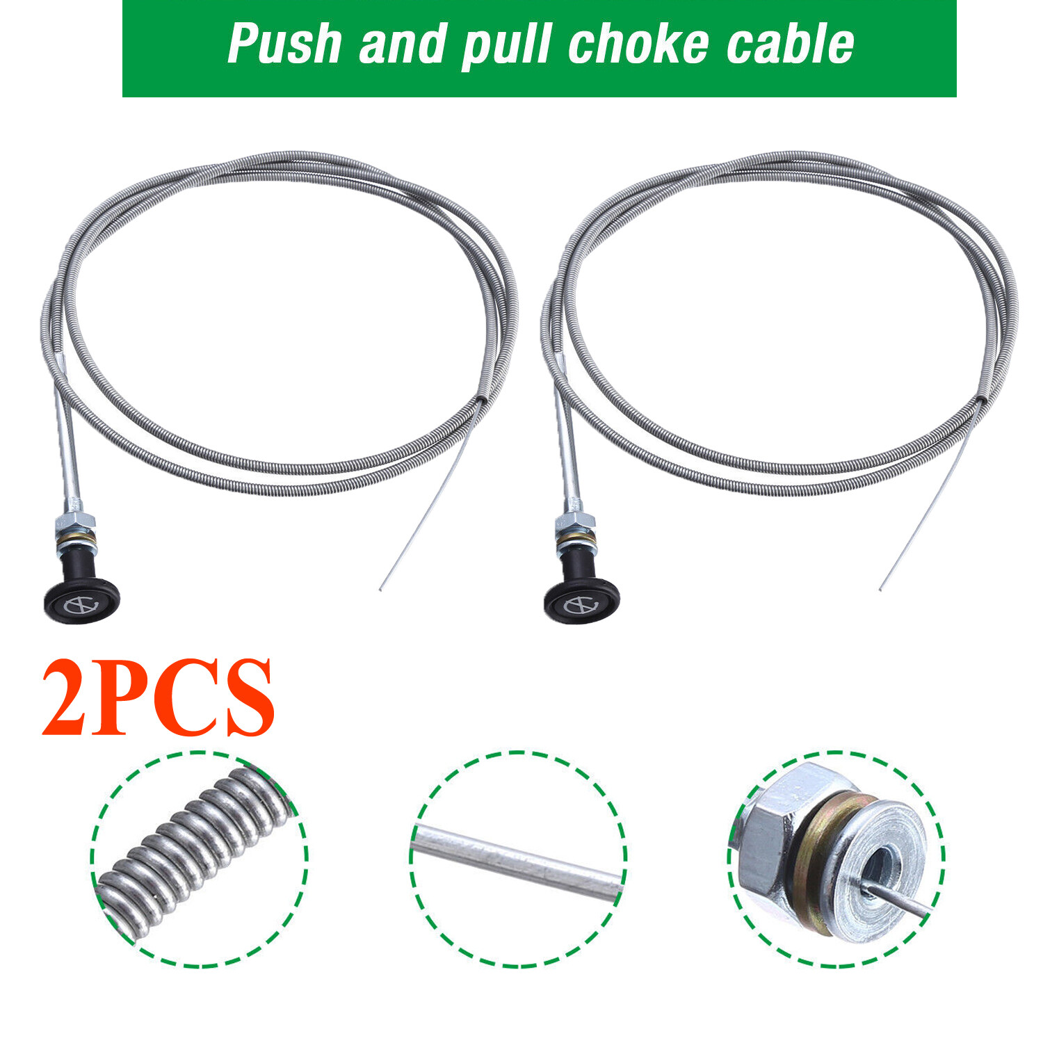 2PCS 237 Universal Push Pull Choke Cable 63" Inner 60" Conduit 2 3/4" Travel gallery