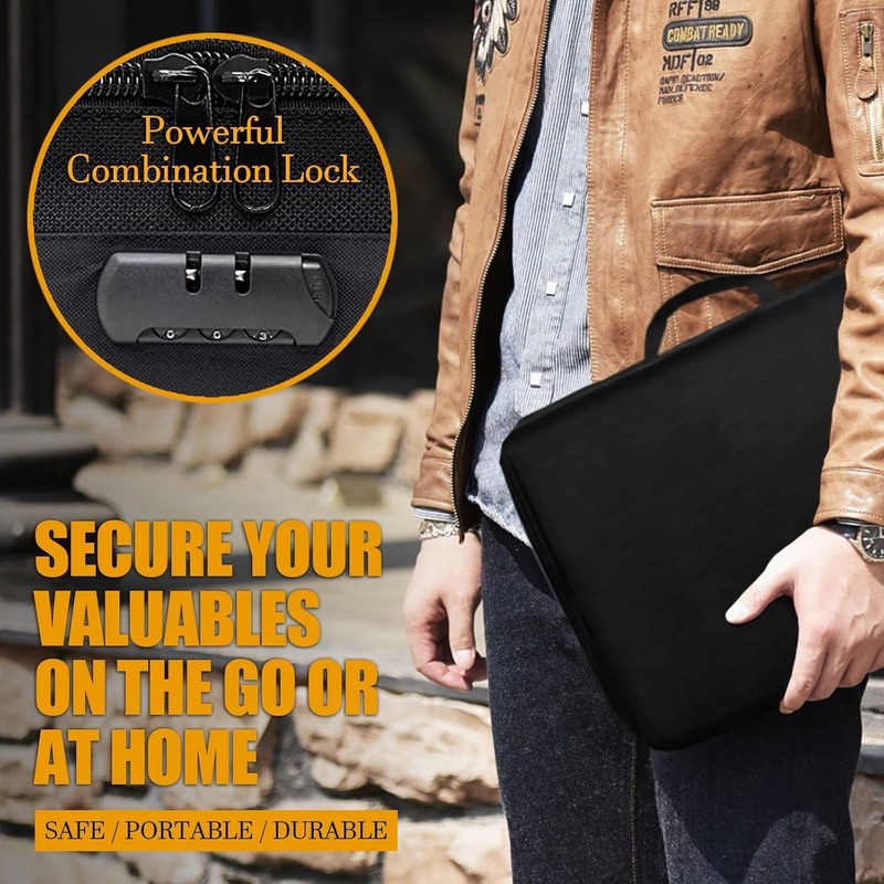 3-Layer Fireproof Document Box with Lock File Storage Box Waterproof Safe Bag US gallery