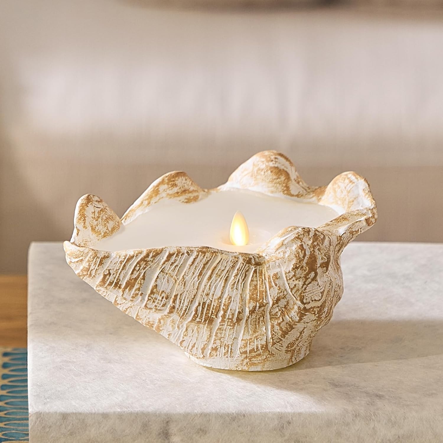 Luminara Flameless Candle LED Flickering Real Wax, Coastal Clamshell gallery