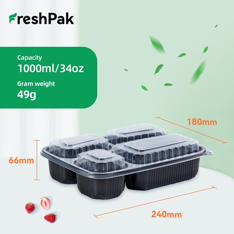 FRESHPAK Meal Prep Container Reusable 40 Pack 34oz - Shrink Wrap Ready to Use... gallery