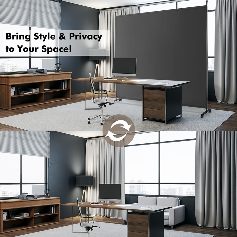 Room Divider Large Single Panel, 73''W x 73''H Privacy Screen with Lockable W... gallery