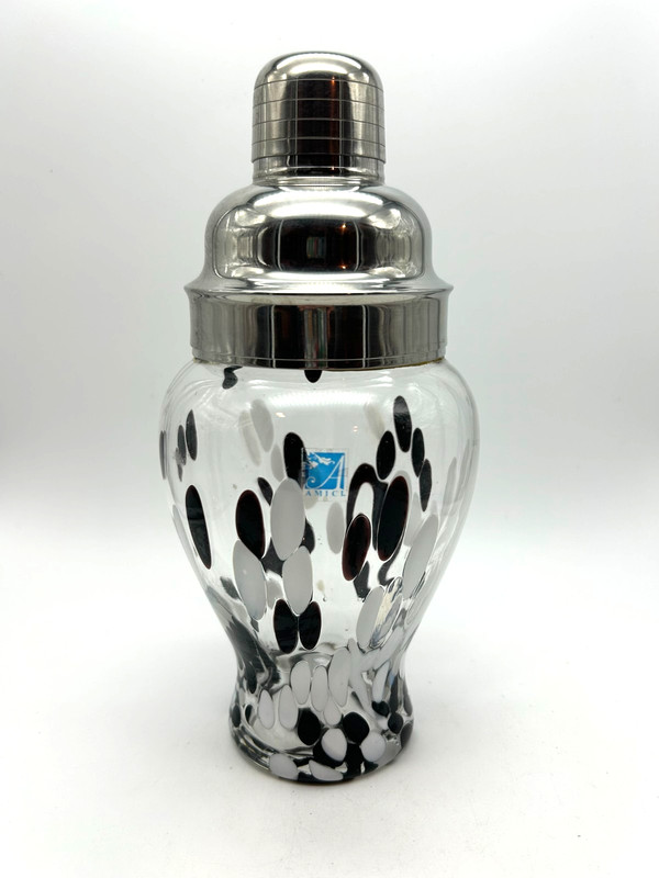 Global Amici Hand Blown “Splash” Glass Cocktail Shaker w/ 4 Martini Glasses gallery
