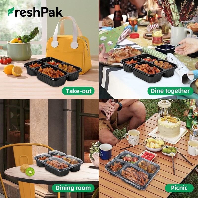 FRESHPAK Meal Prep Container Reusable 40 Pack 34oz - Shrink Wrap Ready to Use... gallery