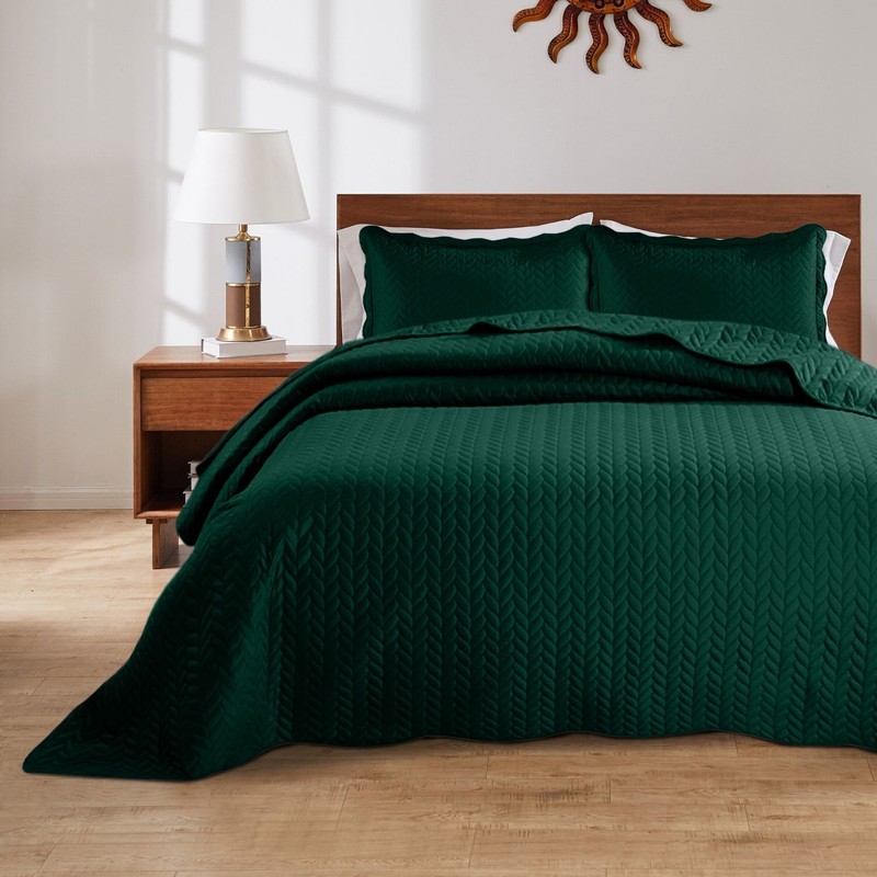 Reversible Quilted Bedspread Set Lightweight Embossed Coverlet Throw Twin Size gallery