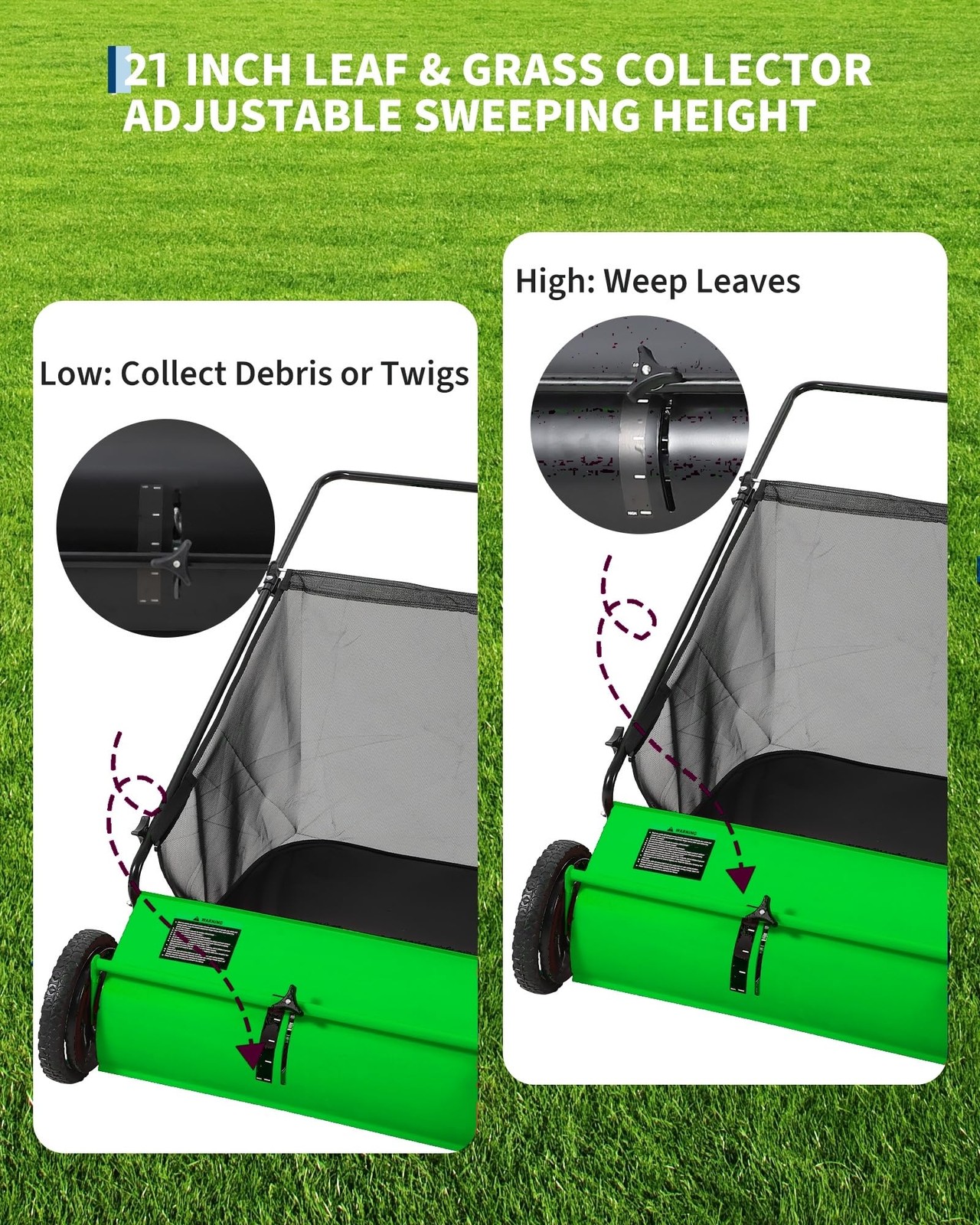 Explorehorizon 21-Inch Push Lawn Sweeper 3.5 Cu. Ft. Hopper Capacity Collector gallery