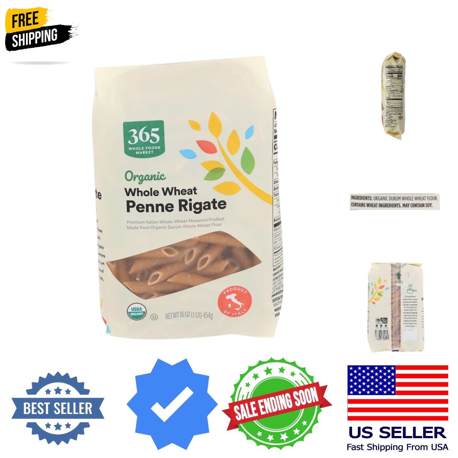 Organic Whole Wheat Penne Rigate, 16 Ounce gallery
