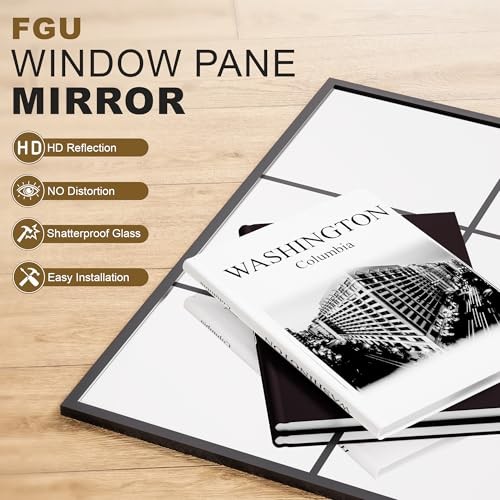 Window Mirrors for Wall Decor, Wall Mirrors Decorative Window 40"L x 30"W Black gallery