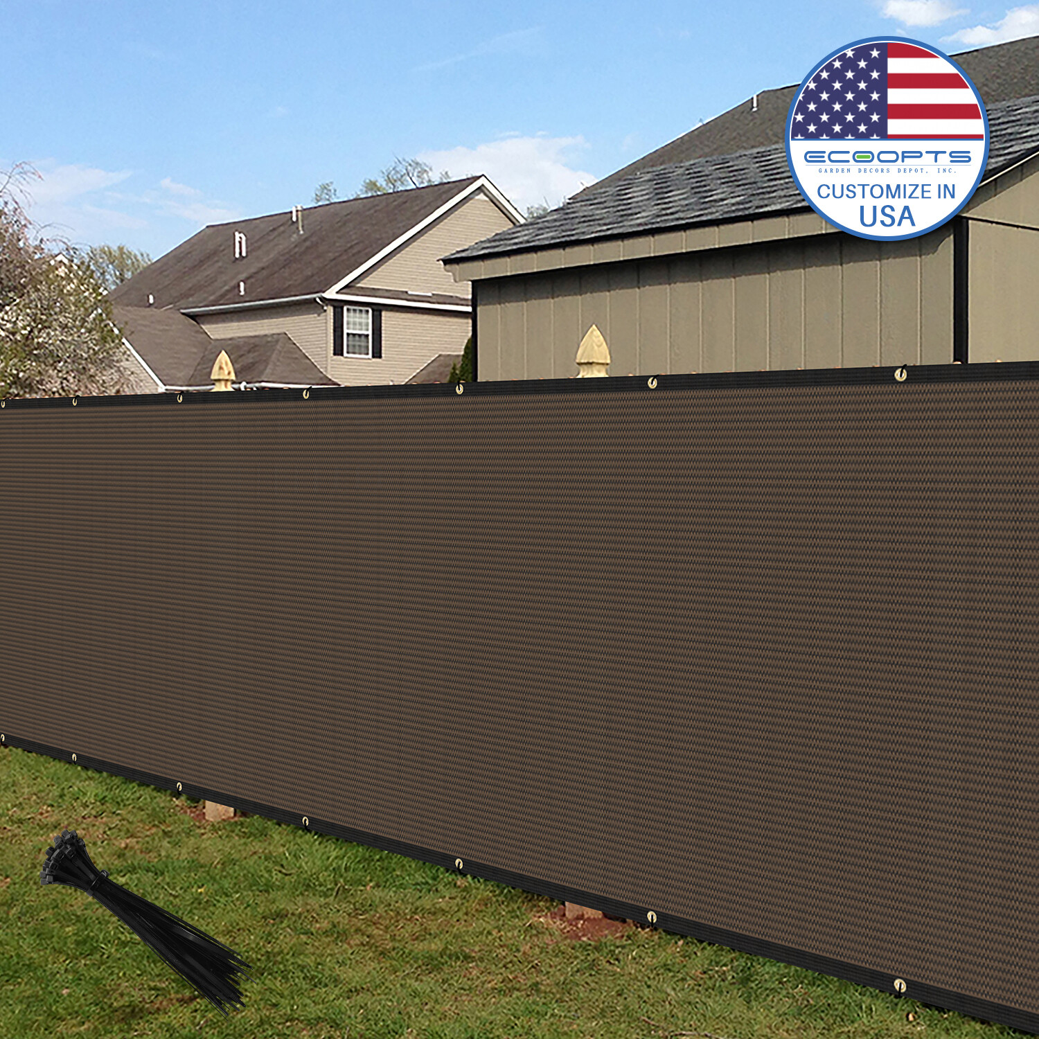 10ft Brown Privacy Fence Screen Heavy Duty 180GSM Mesh Net Cover Custom Length gallery