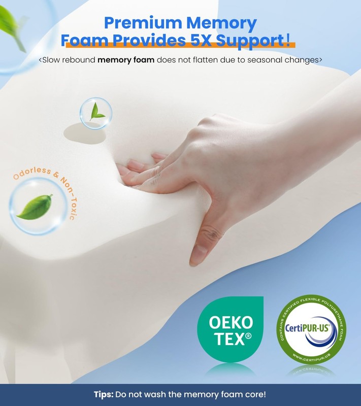 Cooling Neck Support Pillow - Adjustable Ergonomic Memory Foam, Orthopedic Comfo gallery