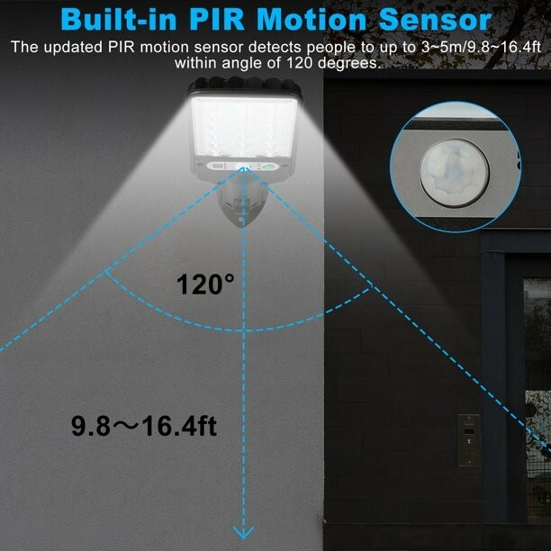 Solar Street Wall Light Outdoor, EEEkit 18 LED Solar Motion Sensor Light  gallery