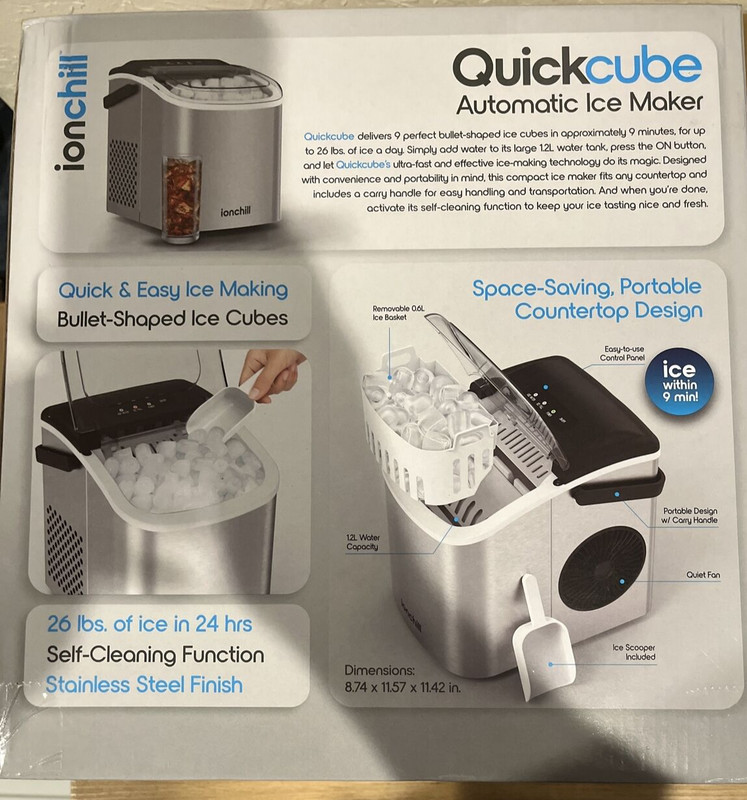 ionchill Quick Cube Ice Machine 26lbs/24hrs Portable Countertop Bullet Ice Maker gallery