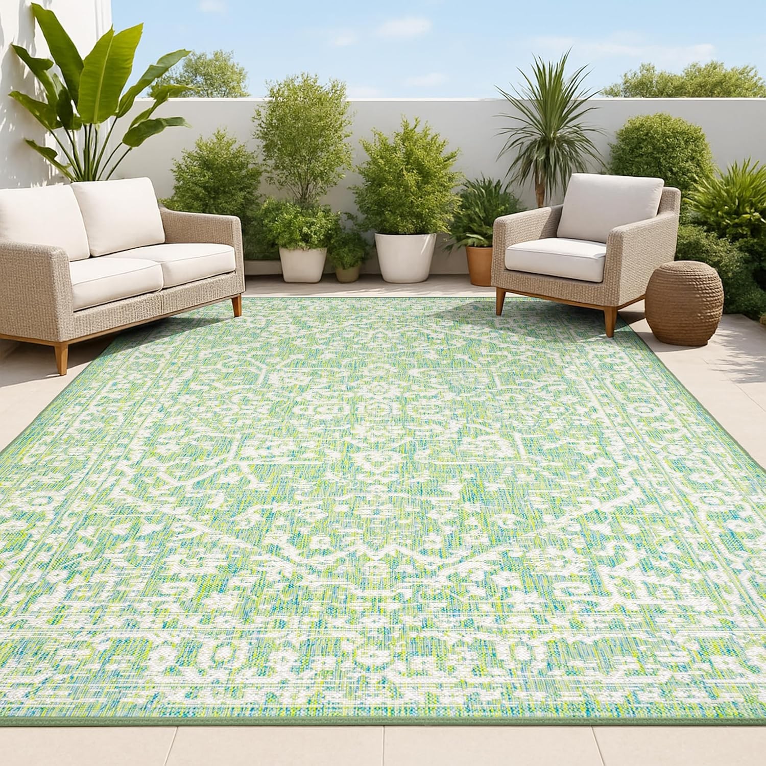 JONATHAN Y SMB104F-4 Malta Bohemian Medallion Textured Weave Indoor Outdoor Area gallery