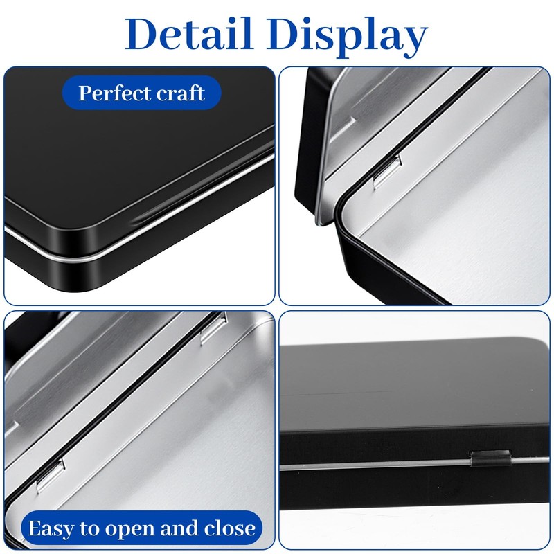 Black Rectangular Metal Empty Hinged Tin Container 4.5x3.3x0.87 Inch 16 PCS gallery