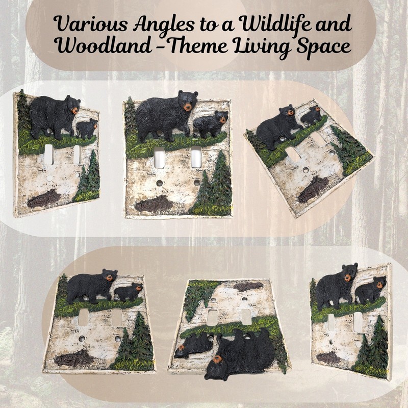 Bear Pine Tree Double Light Toggle Switch Cover Wall Plate Cabin Lodge Decor gallery