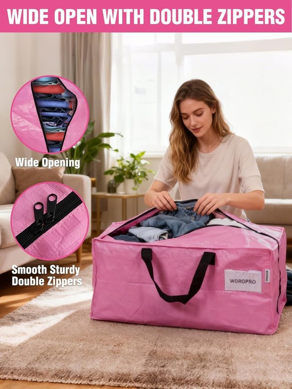 WORKPRO 4 Pack Extra Large Moving Bags Heavy-Duty Storage Tote for Space Saving gallery