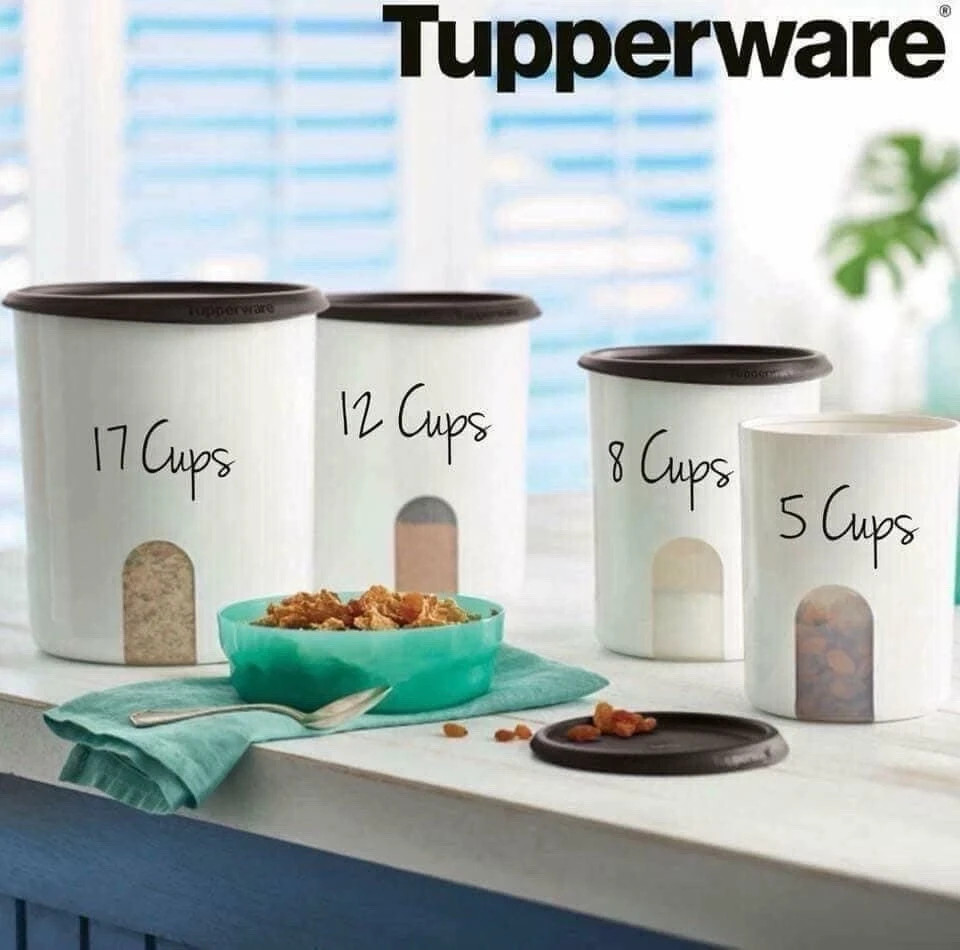 Tupperware One Touch Reminder Storage Canister Set NEW