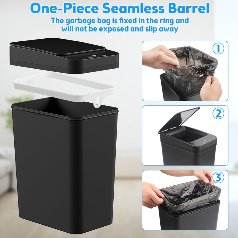 Bathroom Trash Can with Lid, 2 Pack 2.2 Gallon Automatic Touchless Garbage Ca... gallery