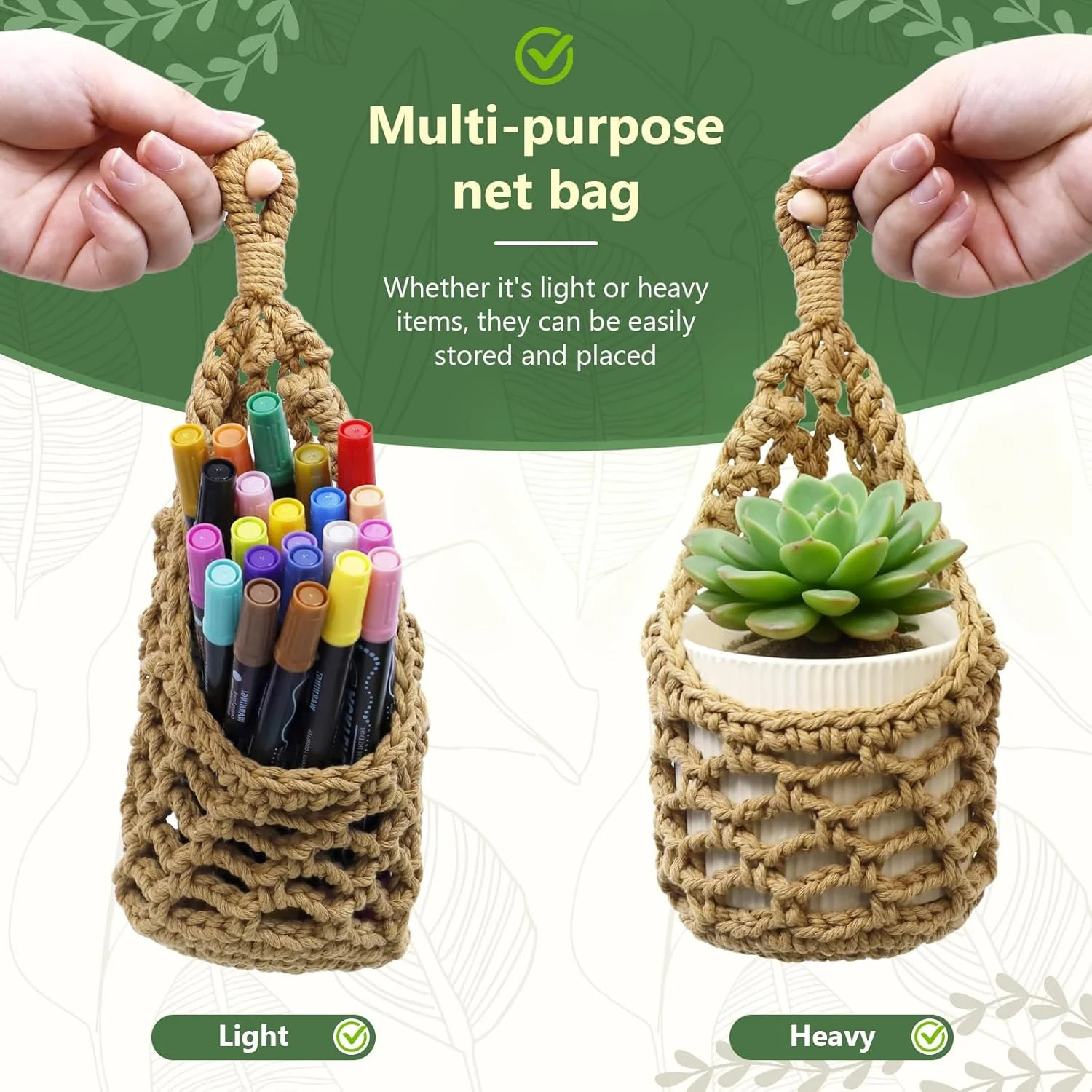 Macrame Wall Plant Hanger, Hanging Planter Basket Holder, Wall Planters for Indo gallery