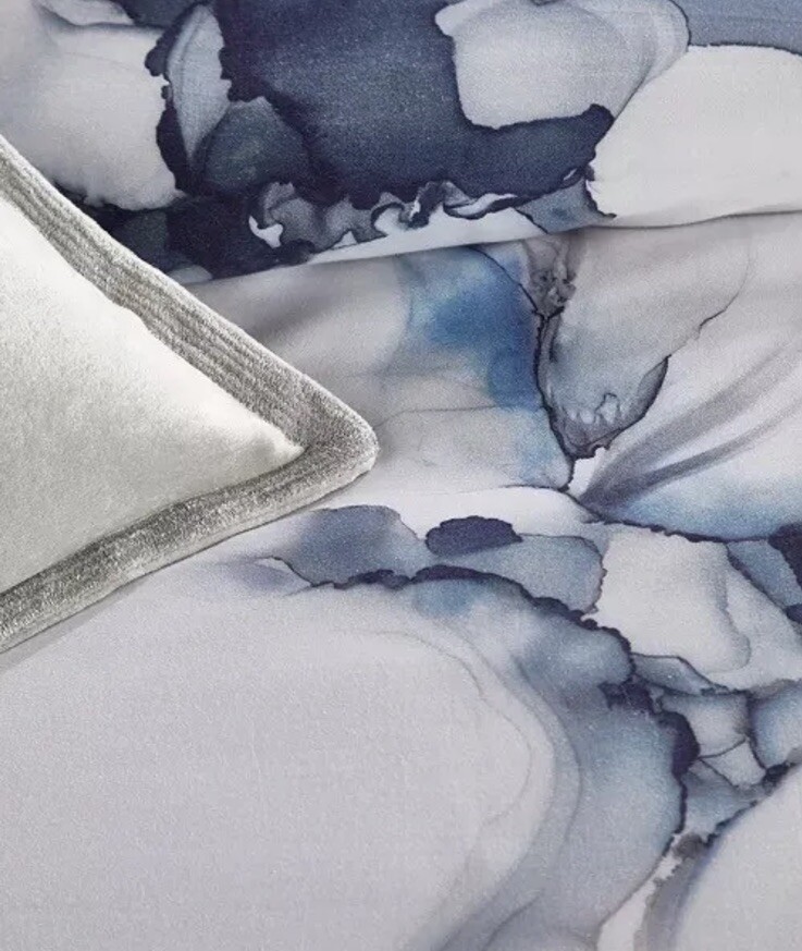 $500 MICHAEL ARAM BLUE MIST QUEEN DUVET COVER ABSTRACT WATERCOLOR BLUE NAUTICAL gallery