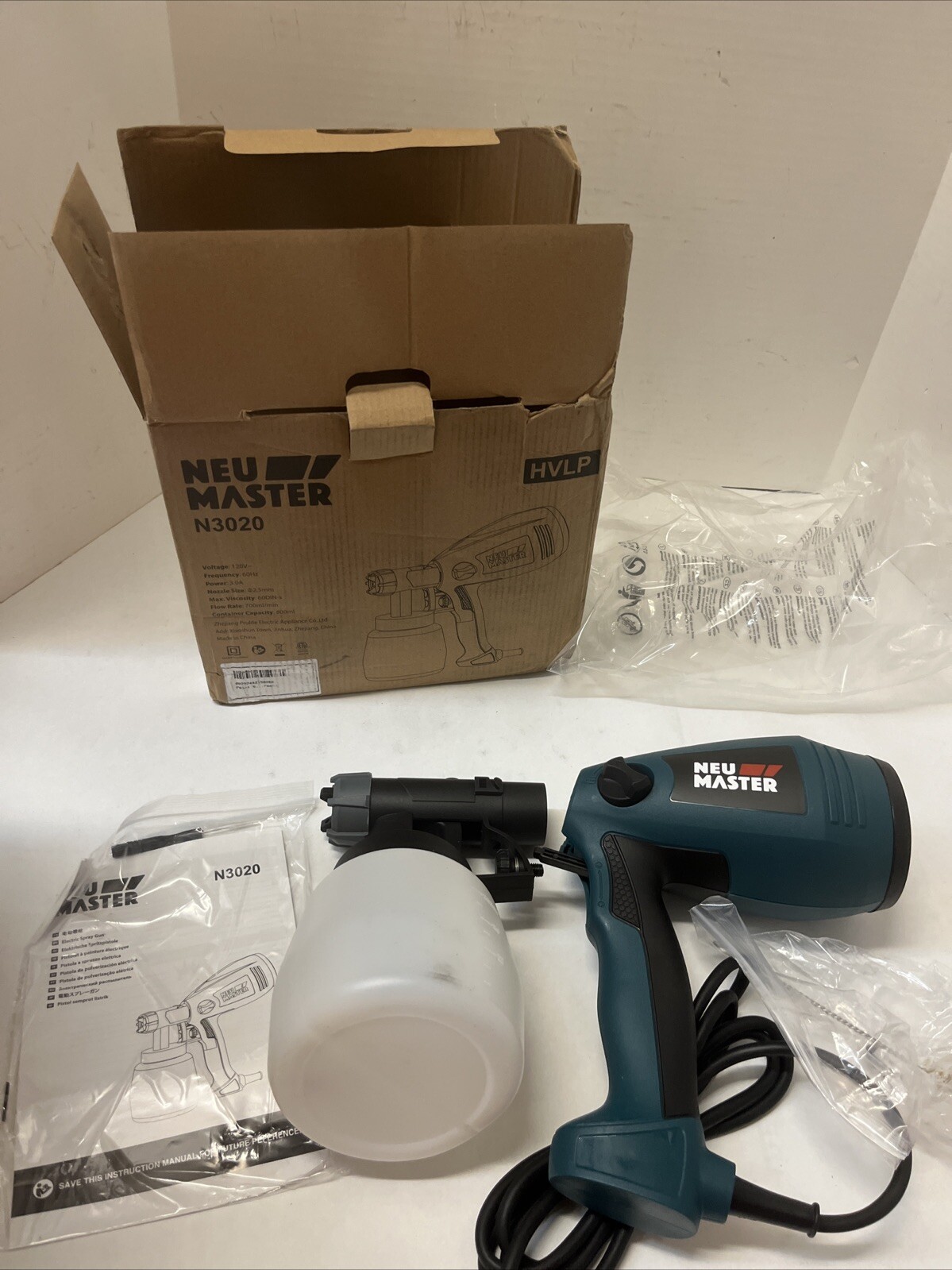 Neu Master N3020 Electric HVLP Spray Gun with 3 Spray Patterns 120V 60Hz - gallery