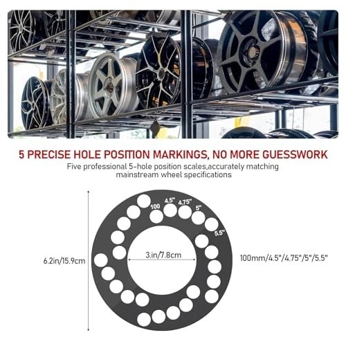 Wheel Bolt Pattern Measuring Tool, Universal 5 Lug Template Gauge for 5, 6, 8 gallery