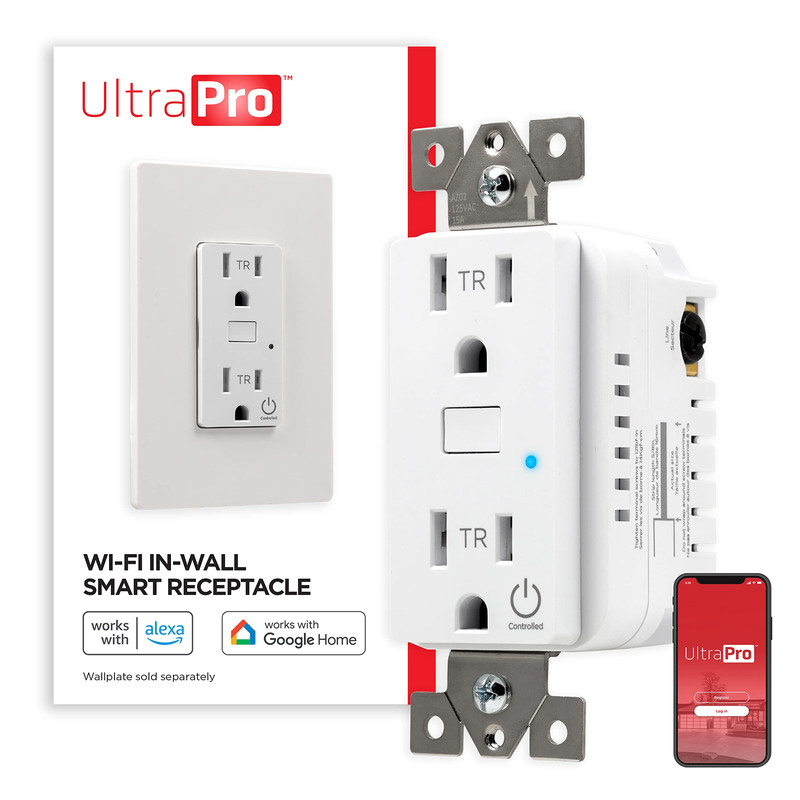 Ultrapro In-Wall Smart Outlet Receptacle 2.4 Ghz Wi-Fi No Hub Required Works gallery