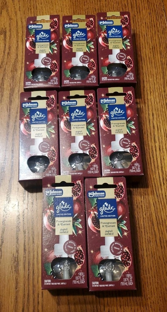 Glade PlugIns Pomegranate & Currant Scented Oil Refills 0.67oz Lot Of 8