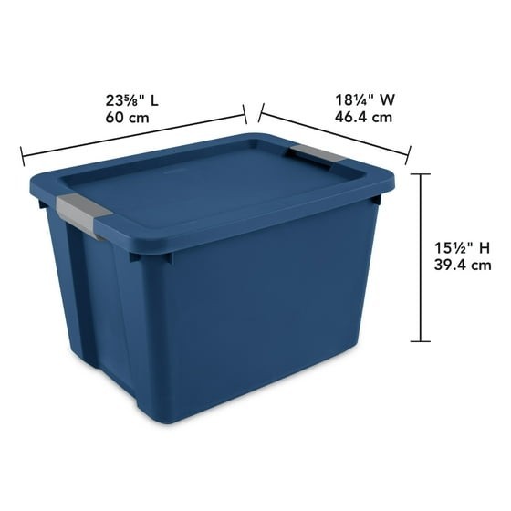 Large Storage Bin, 20 Gallon Plastic Storage Container with Latch Lid, Blue gallery