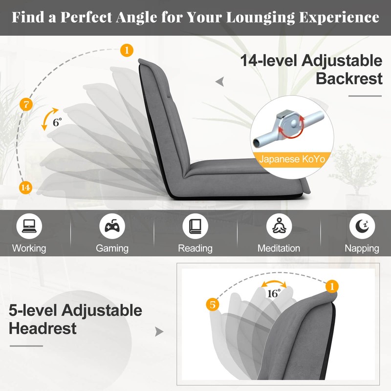 Folding Floor Chair Convertible Lazy Sofa Chair with Adjustable Backrest gallery