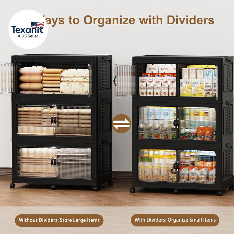 145Gal/579Qt Stackable Storage Bins Folding Collapsible Storage Bins with Lid, C gallery