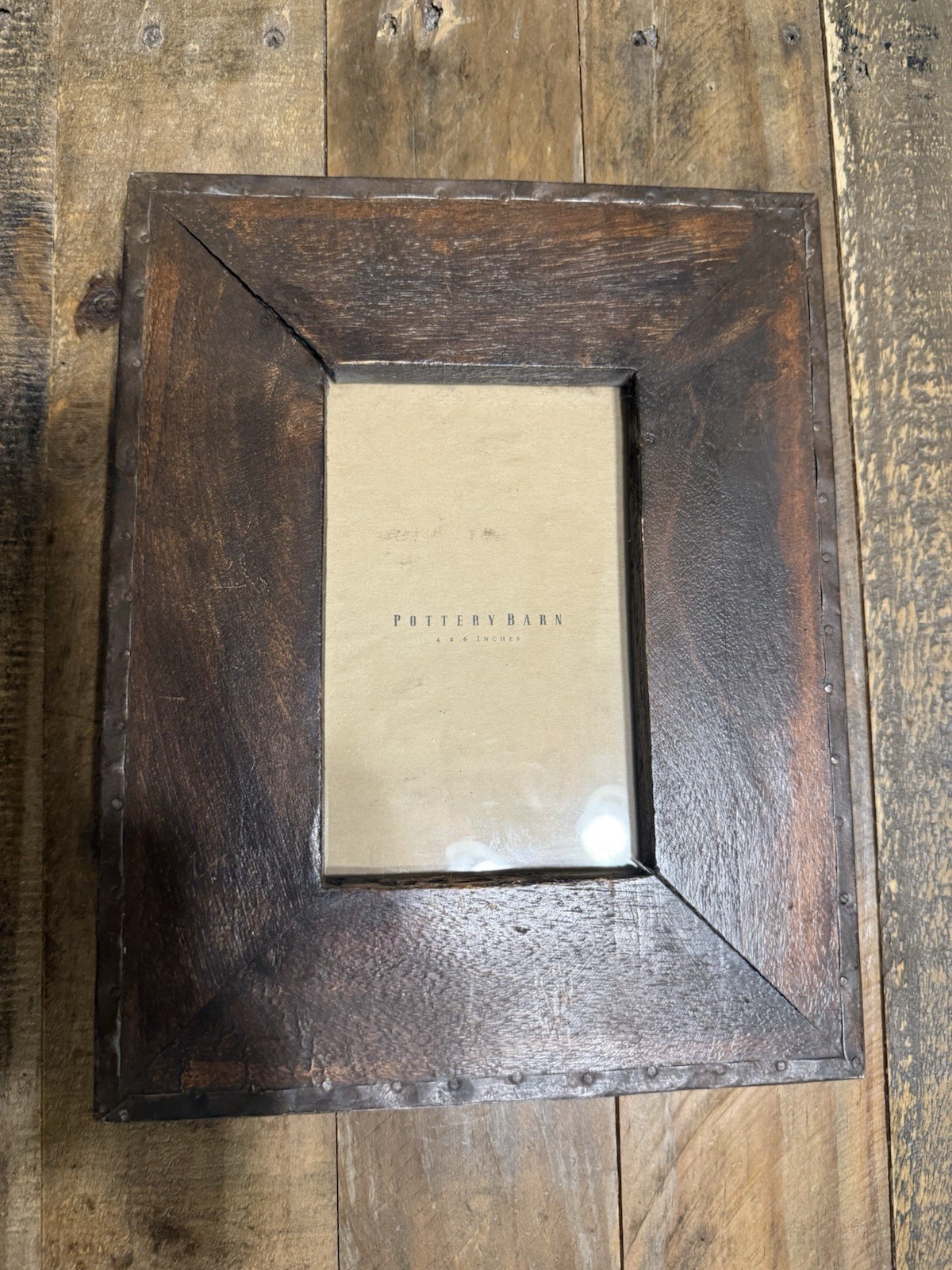Pottery Barn Wood Photo Frame 4x6 Brown Rectangle Freestanding Stand gallery