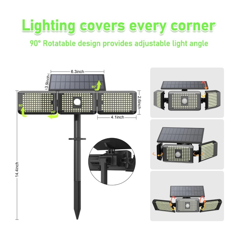 Motion Sensor Outdoor Lights, 3600LM 260 LED Solar Lights with 2 Install Opti... gallery