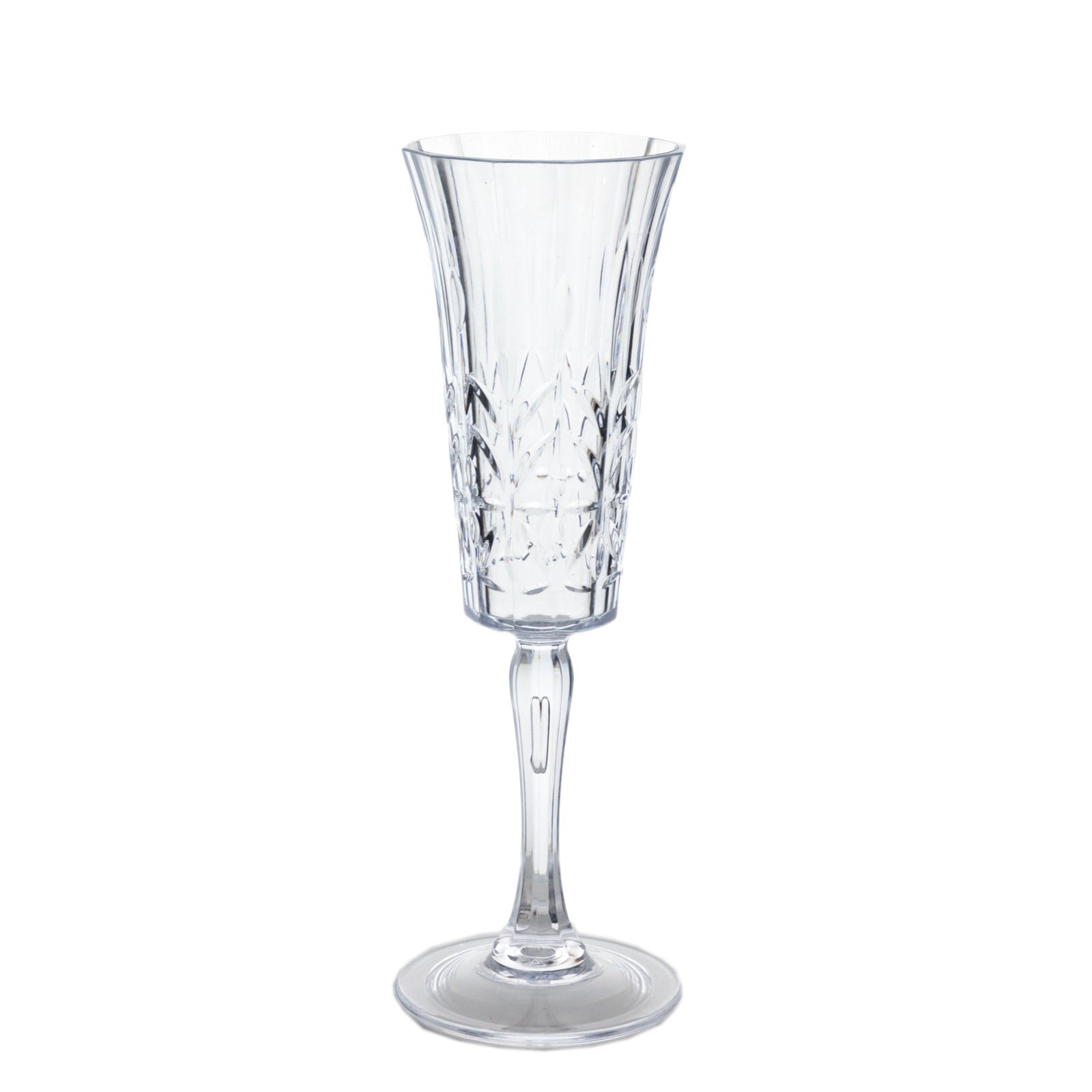 6 CLEAR Shatterproof 6 oz Plastic Champagne Flutes with Embossed Leaf Pattern gallery
