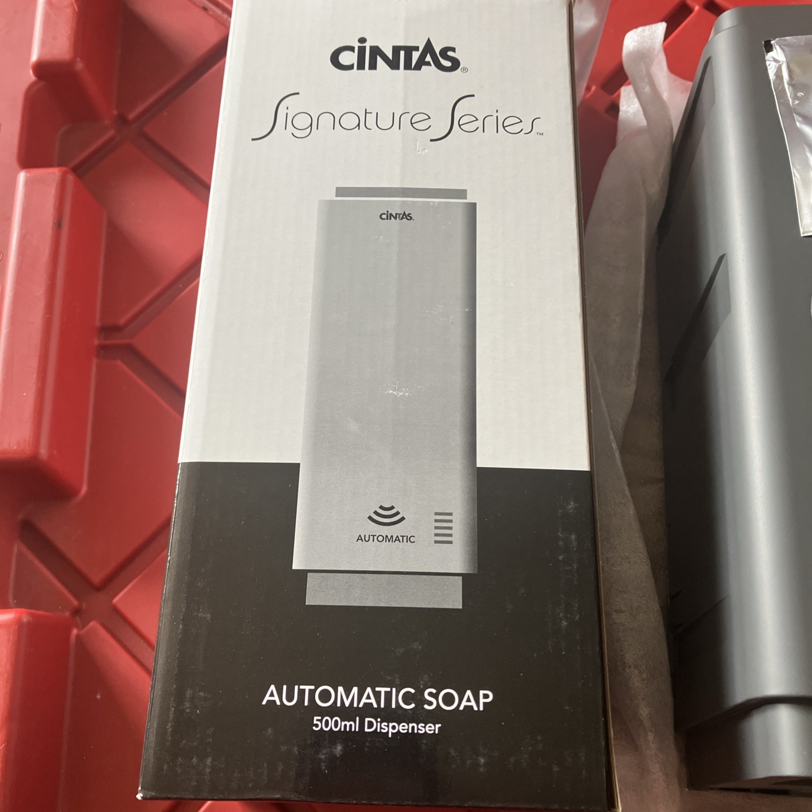 New Cintas Signature Series Automatic Soap Dispenser Dark Grey With White Cover gallery