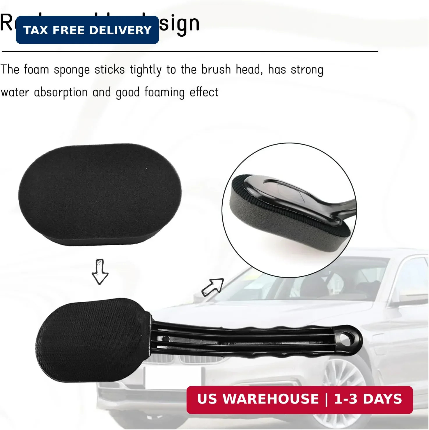 Tire Shine Applicator Brush, High-Density Sponge Tire Dressing Applicator Pad wi gallery