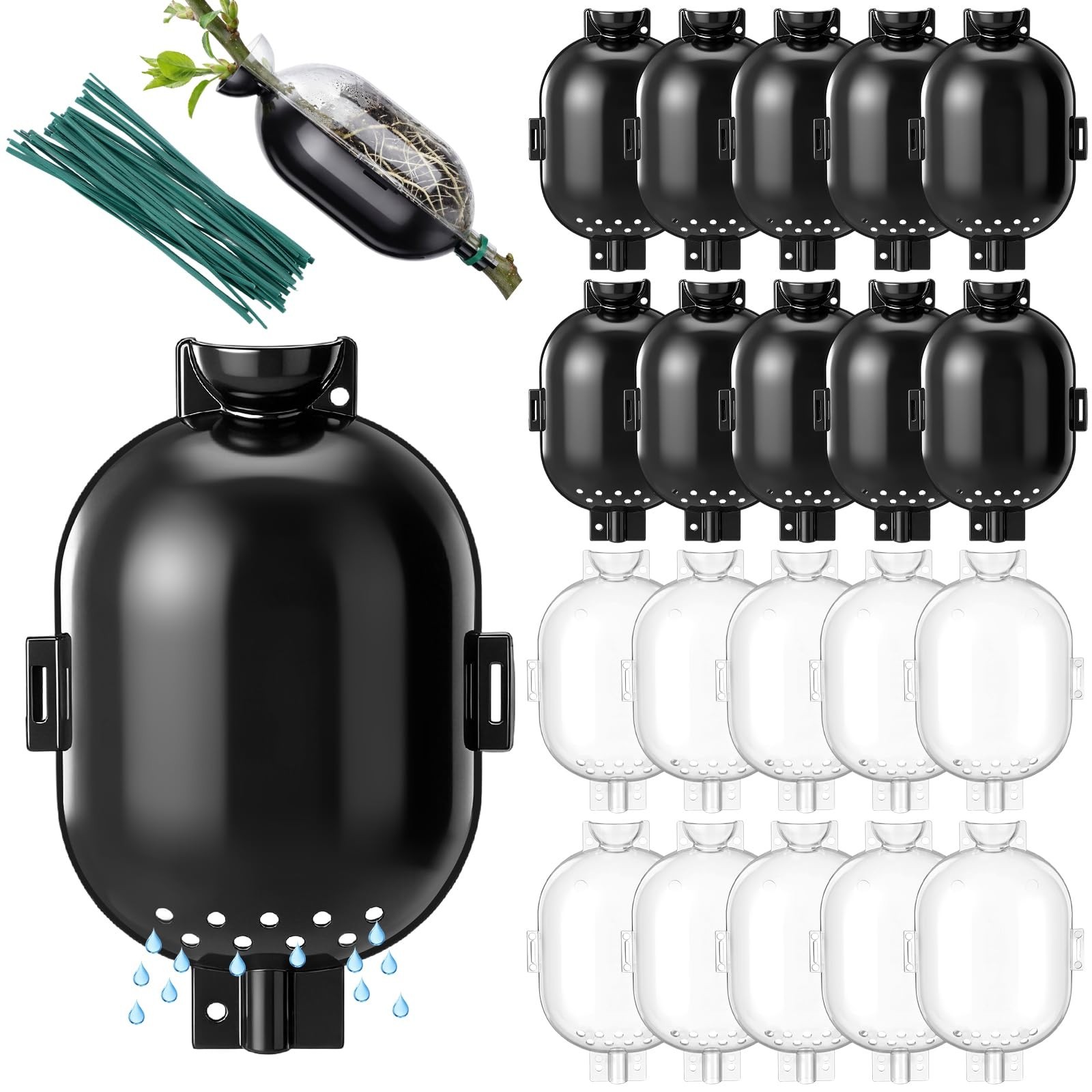 20 Pack Air Layering Propagation Kit - Transparent Root Growing Box with Drain H gallery