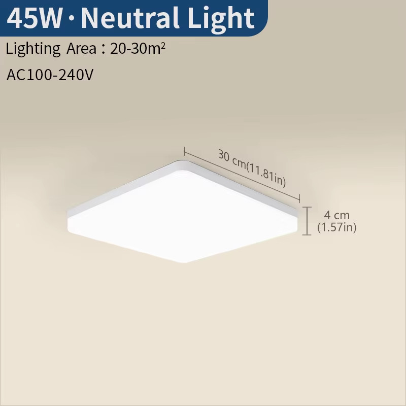 Square Led Ceiling Lamp Bedroom Lighting Neutral White Cold White Warm White 48W gallery