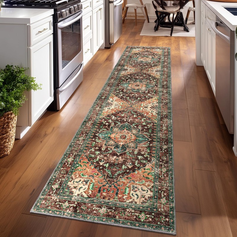 Yamaziot Washable Runner Rug, 2x8 Non-Slip Boho Vintage Hallway Rug Runner with gallery
