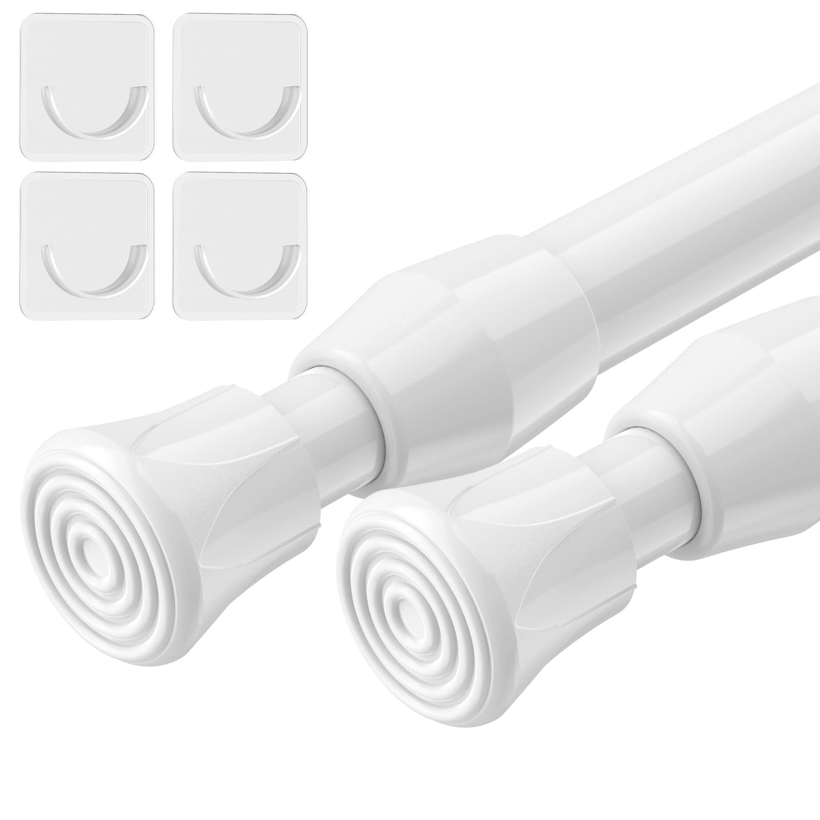 Adjustable 27"-37" White Spring Tension Rods, 2-Pack - Easy Install No-Drill gallery