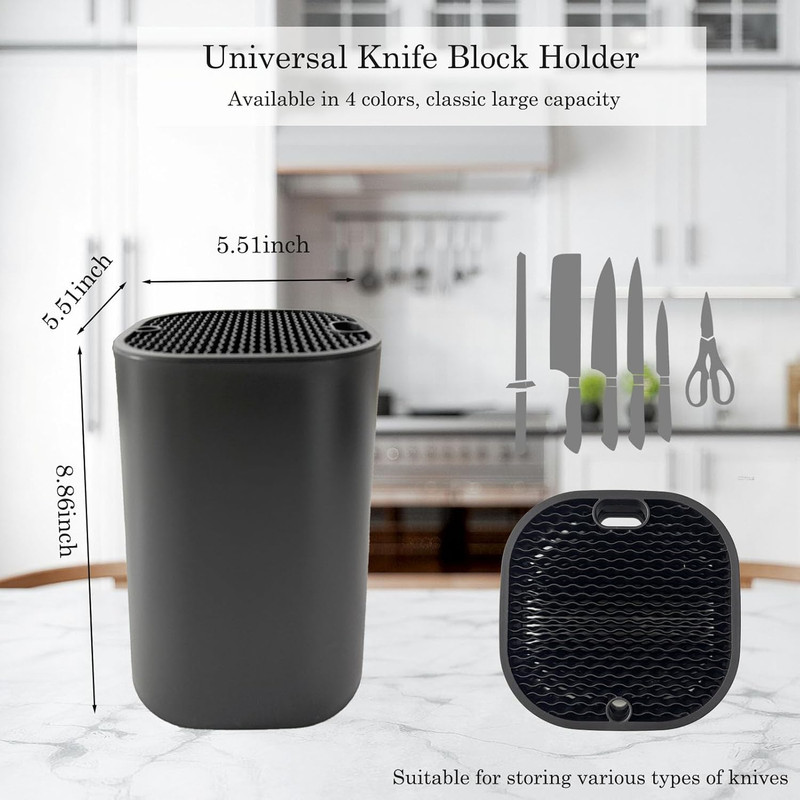Knife Block without Knives,Universal Square Knife Holder,Kitchen Knife Storage O gallery