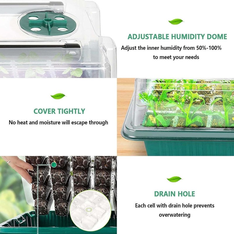 Seed Starter Tray with Grow Light, 2 Packs 80 Cells Seed Starting Kit, Reusable gallery