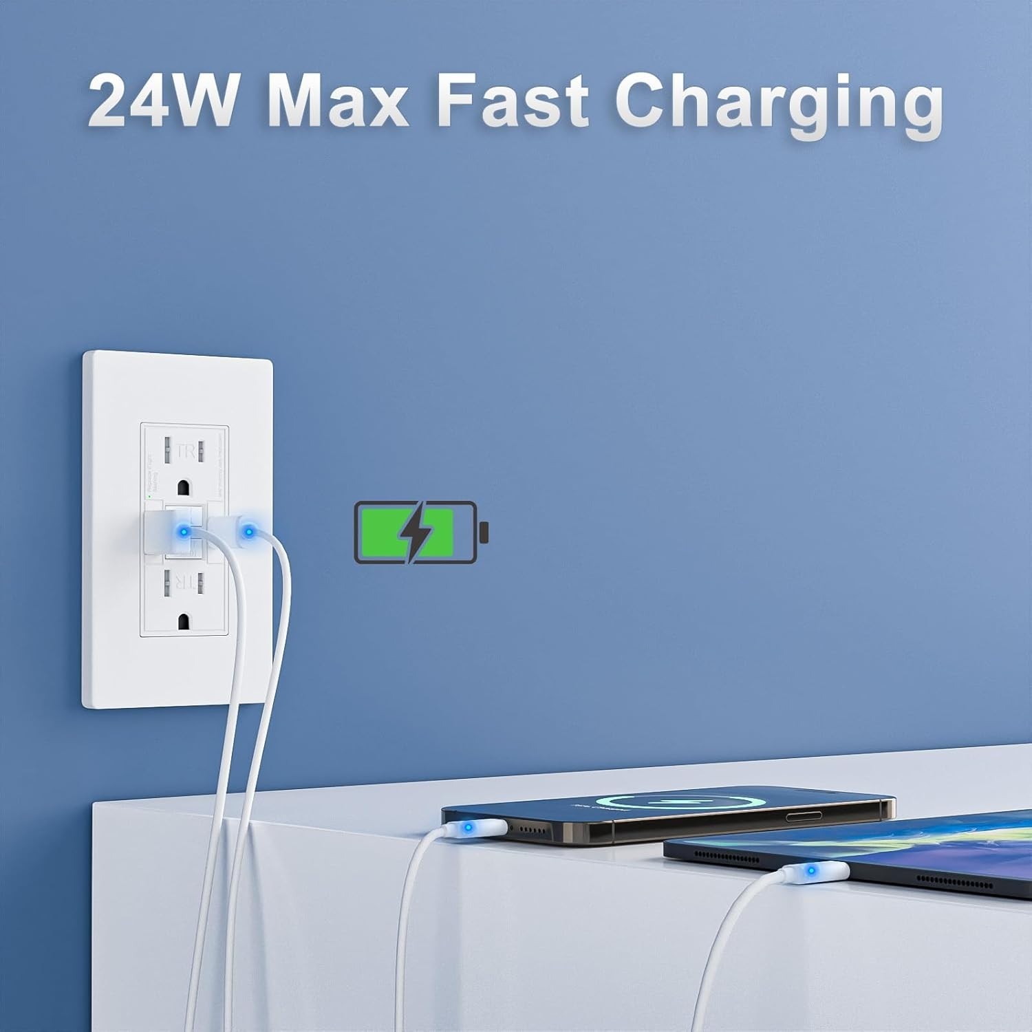 6PACK 15AMP GFCI Outlet with Type A & Type C USB Charging Ports ETL Listed gallery
