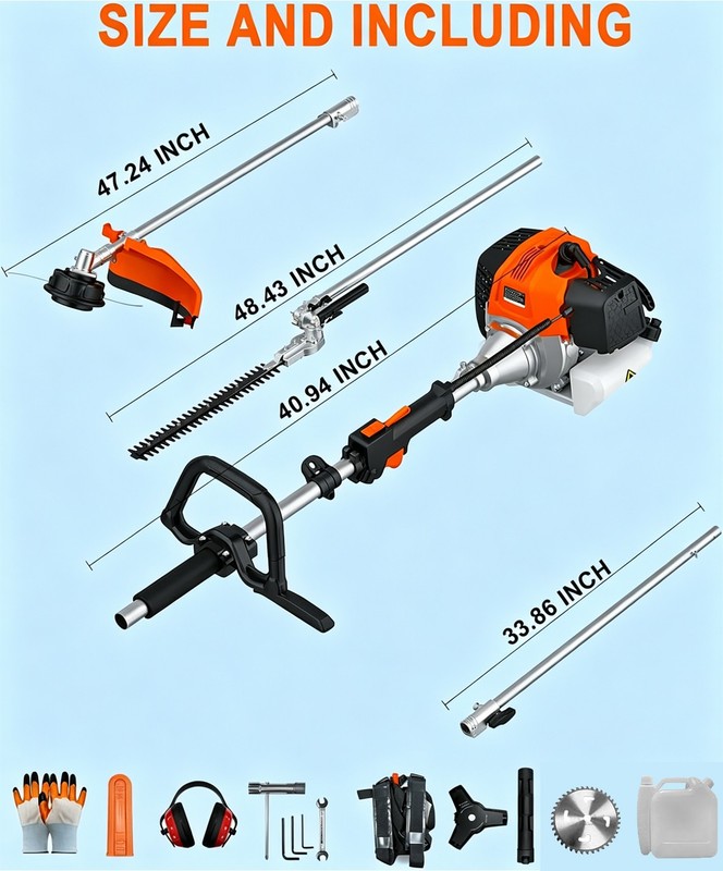 5IN1 Multi-Functional Trimming Tools Gas Hedge Trimmer 52CC 2-Stroke Weed Eater gallery
