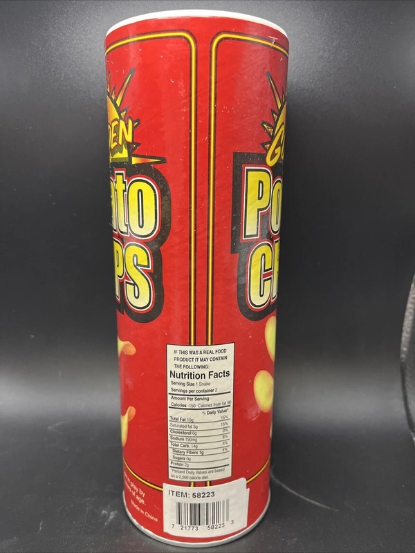 Potato Chips Snake Can Spring Pop - Fun Classic Gag Prank Joke Clown Party Toy gallery