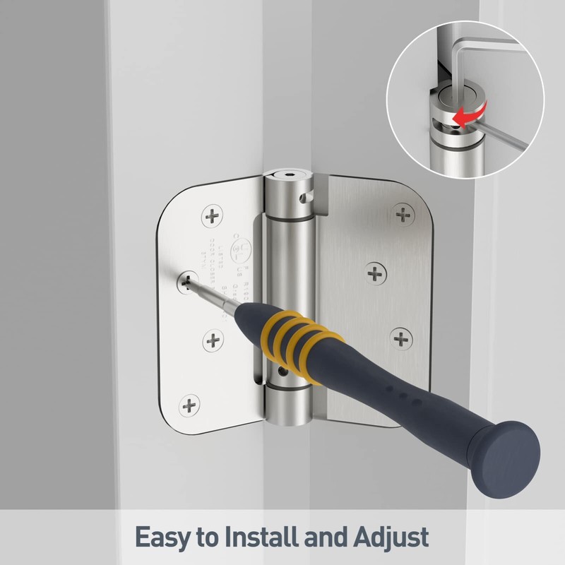 Self Closing Door Hinges, Spring Loaded Hinges 4 Inch, Brushed Nickel, 2 Pack gallery