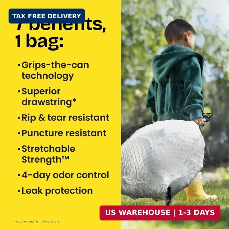 Glad ForceFlex Tall Kitchen Drawstring Trash Bags, 13 Gal, Fragrance Free, 40 Ct gallery